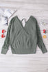 Sexy V Neck Surplice Hollow-Out Sweater With Lace Sleeves